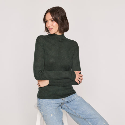 California Cashmere Ribbed Mockneck  