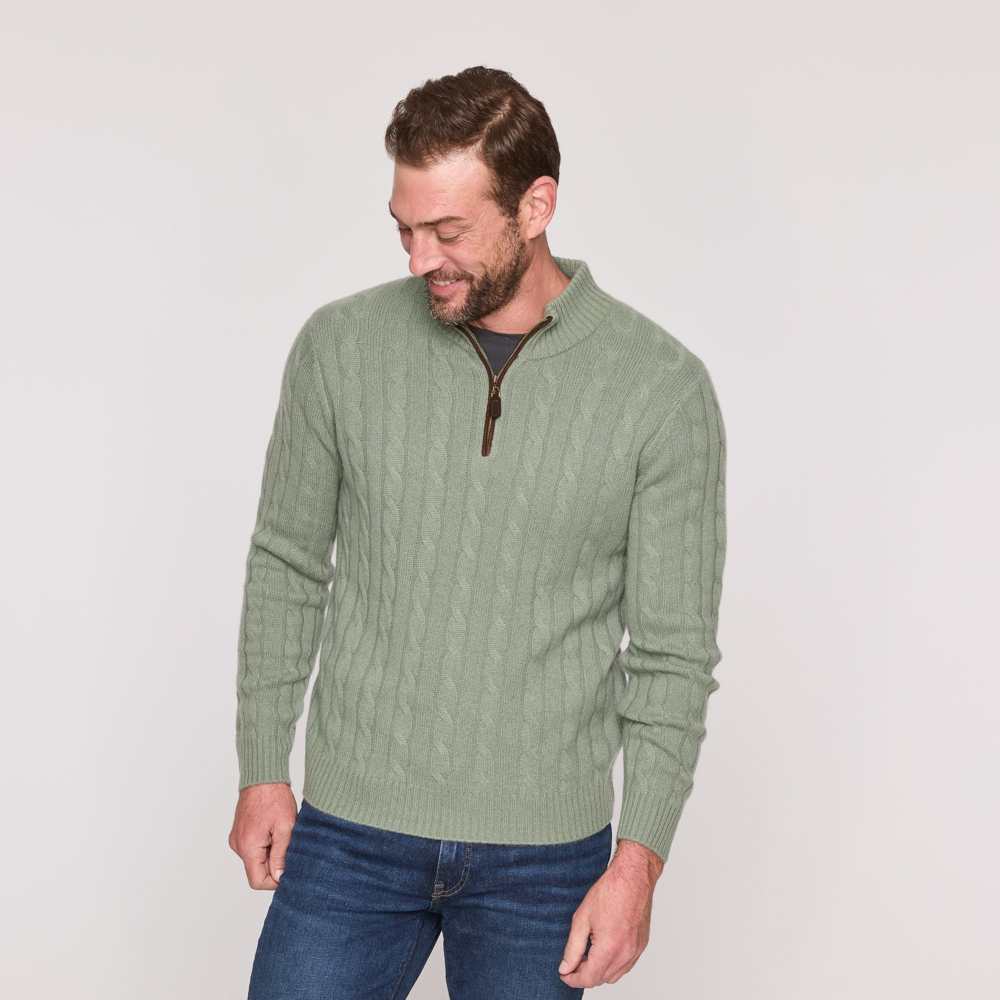 100% Cashmere Ribbed Half Zip | Old Money