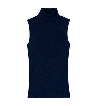 California Cashmere Sleeveless Rib Turtleneck