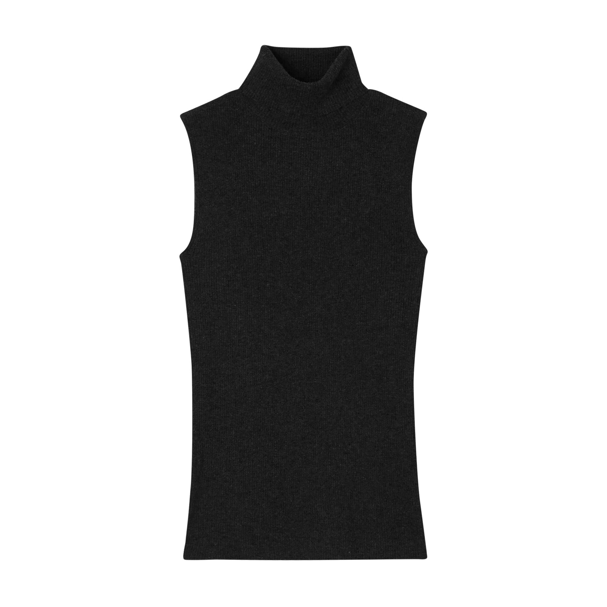 California Cashmere Sleeveless Rib Turtleneck