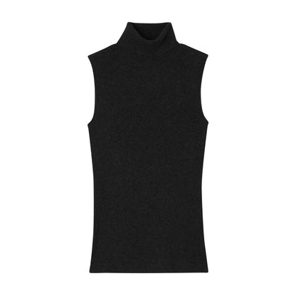 California Cashmere Sleeveless Rib Turtleneck